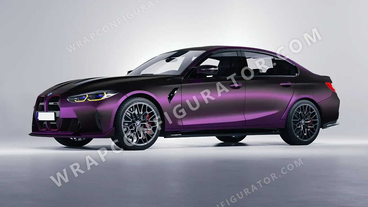 Purple BMW M3 CS 2023 wrapped in Colourshield PPF by HyperPro Ghost Black/Purple MSF06-P