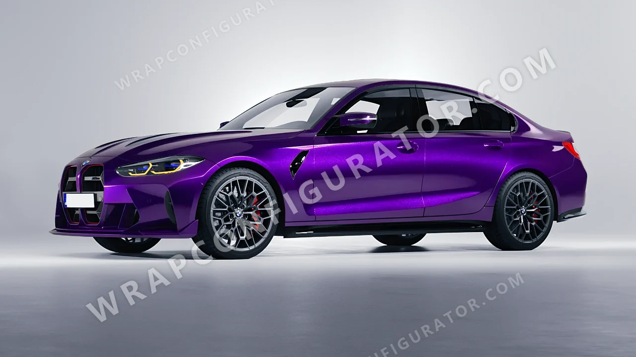 Purple BMW M3 CS 2023 wrapped in Inozetek Dynamic PPF Midnight Purple DPPF901