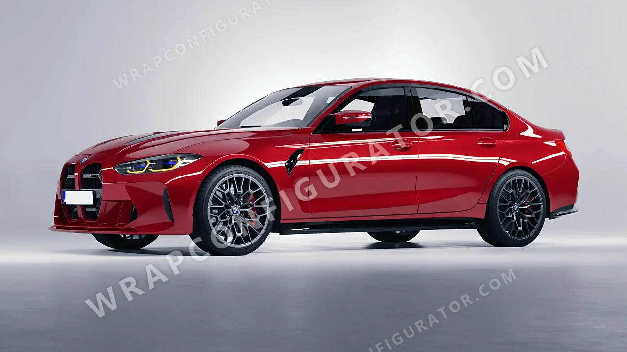 Red BMW M3 CS 2023 wrapped in 3M Gloss Cinder Spark Red GP253
