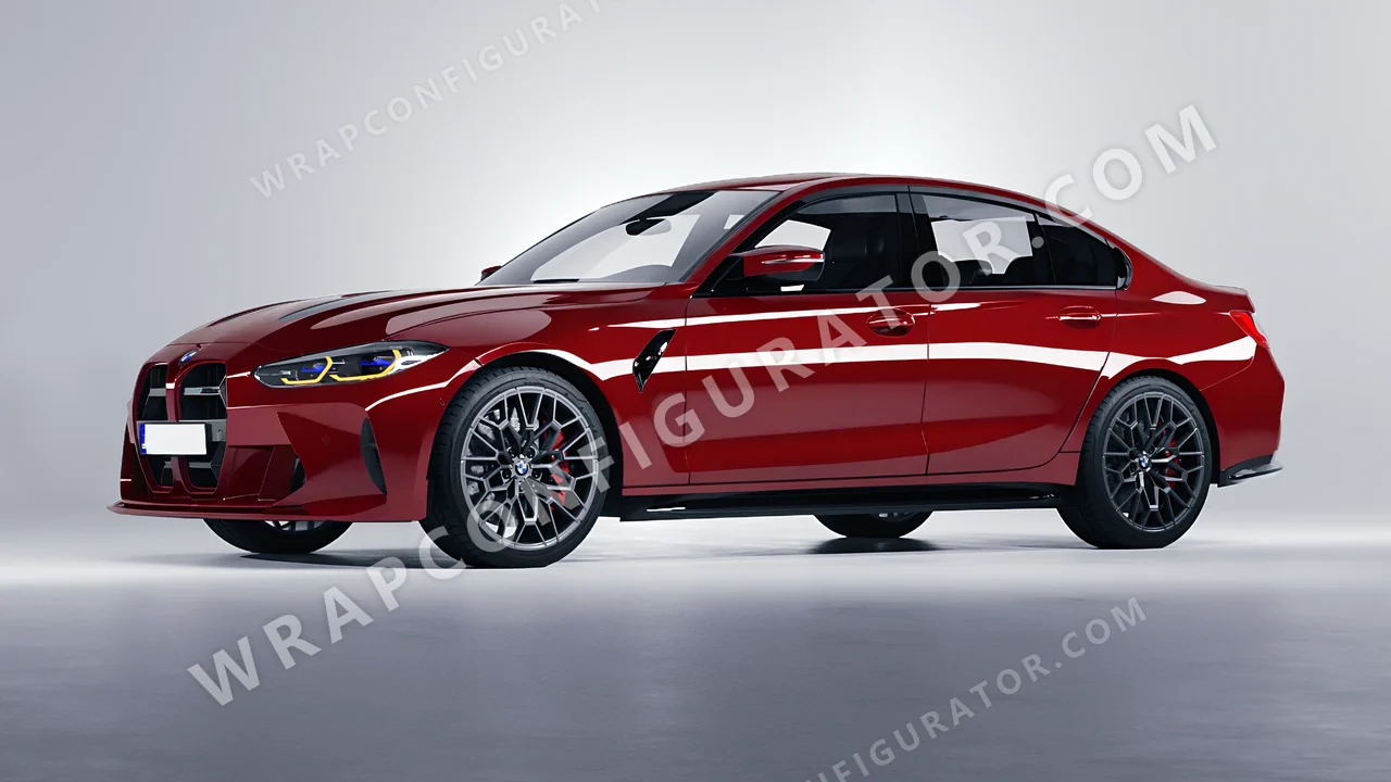 Red BMW M3 CS 2023 wrapped in 3M Gloss Dark Red G83