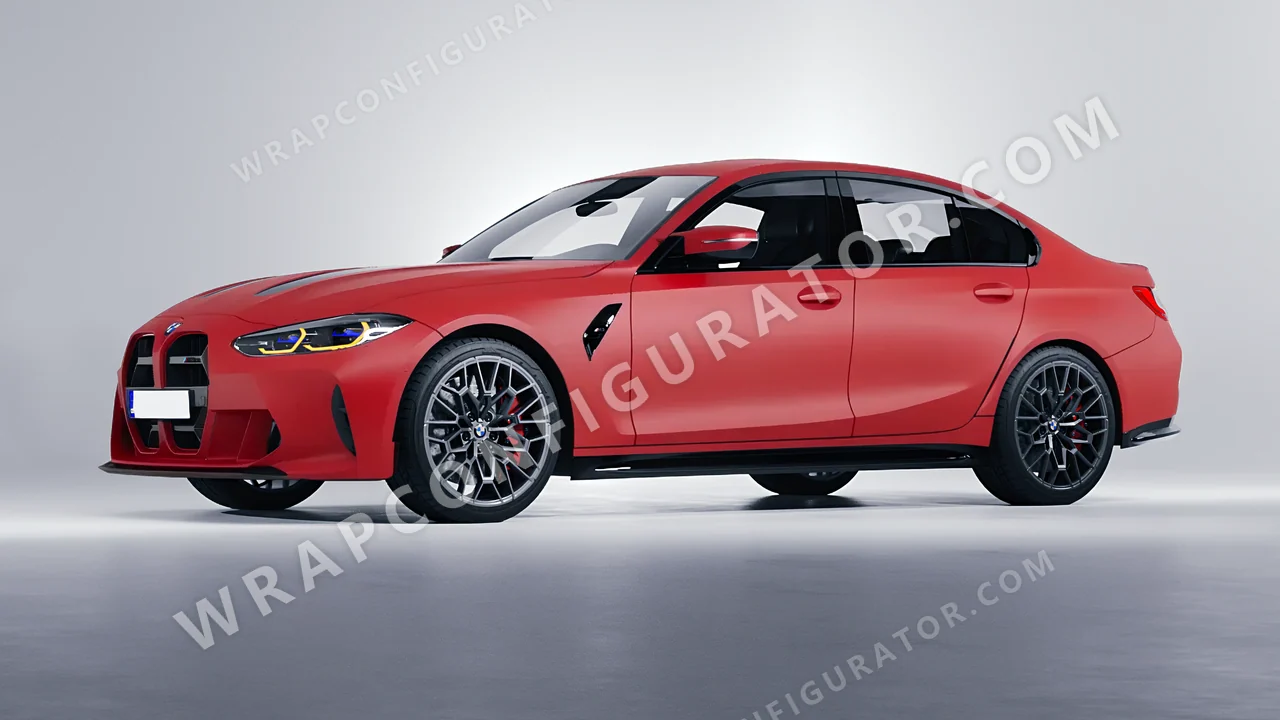 Red BMW M3 CS 2023 wrapped in 3M Matte Red M13
