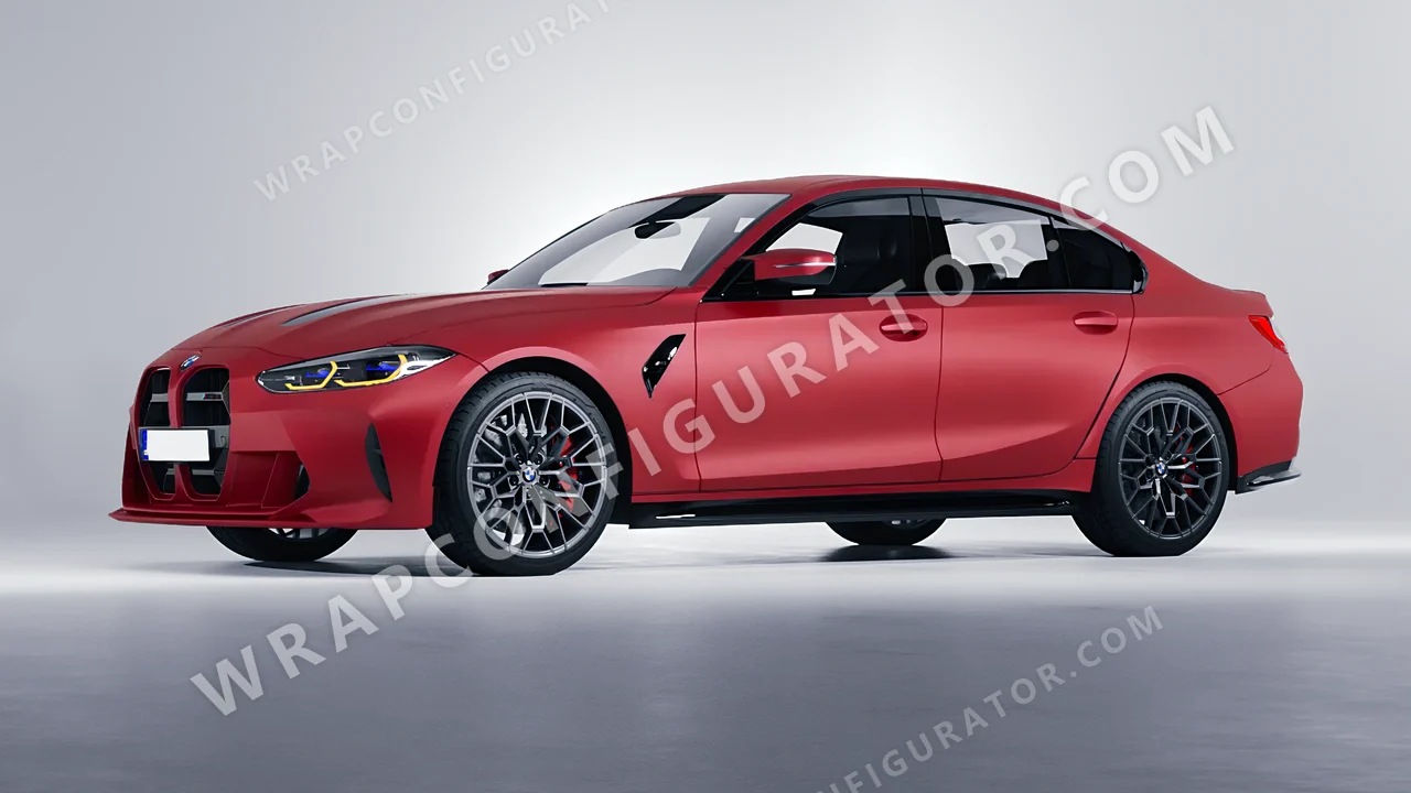 Red BMW M3 CS 2023 wrapped in 3M Matte Red Metallic M203