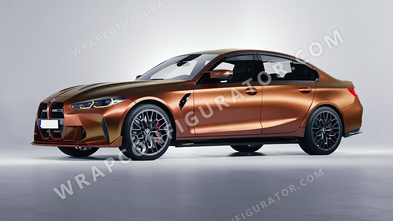 Red BMW M3 CS 2023 wrapped in 3M Satin Flip Volcanic Flare SP236
