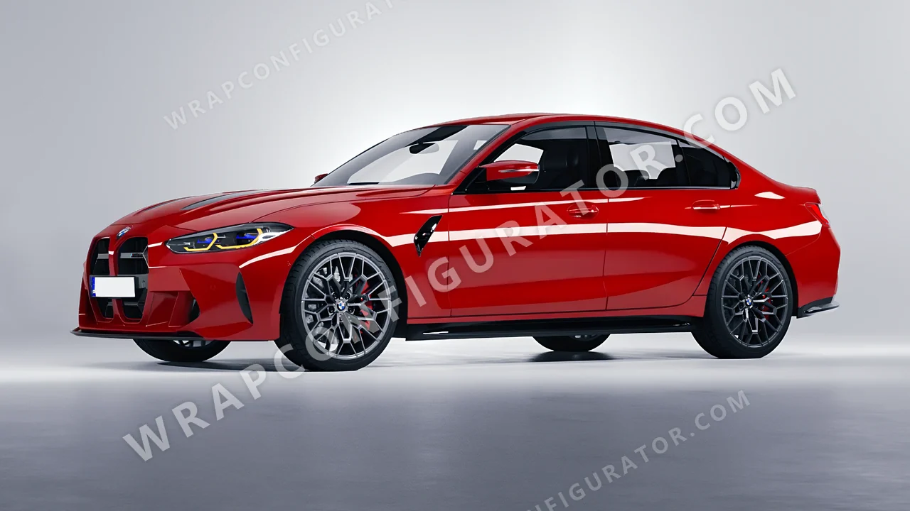 Red BMW M3 CS 2023 wrapped in Avery Dennison Cardinal Red SW900-433-O