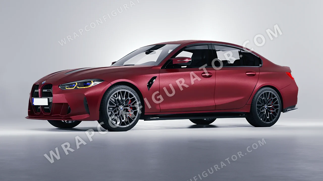 Red BMW M3 CS 2023 wrapped in Avery Dennison Garnet Red SW900-472-M