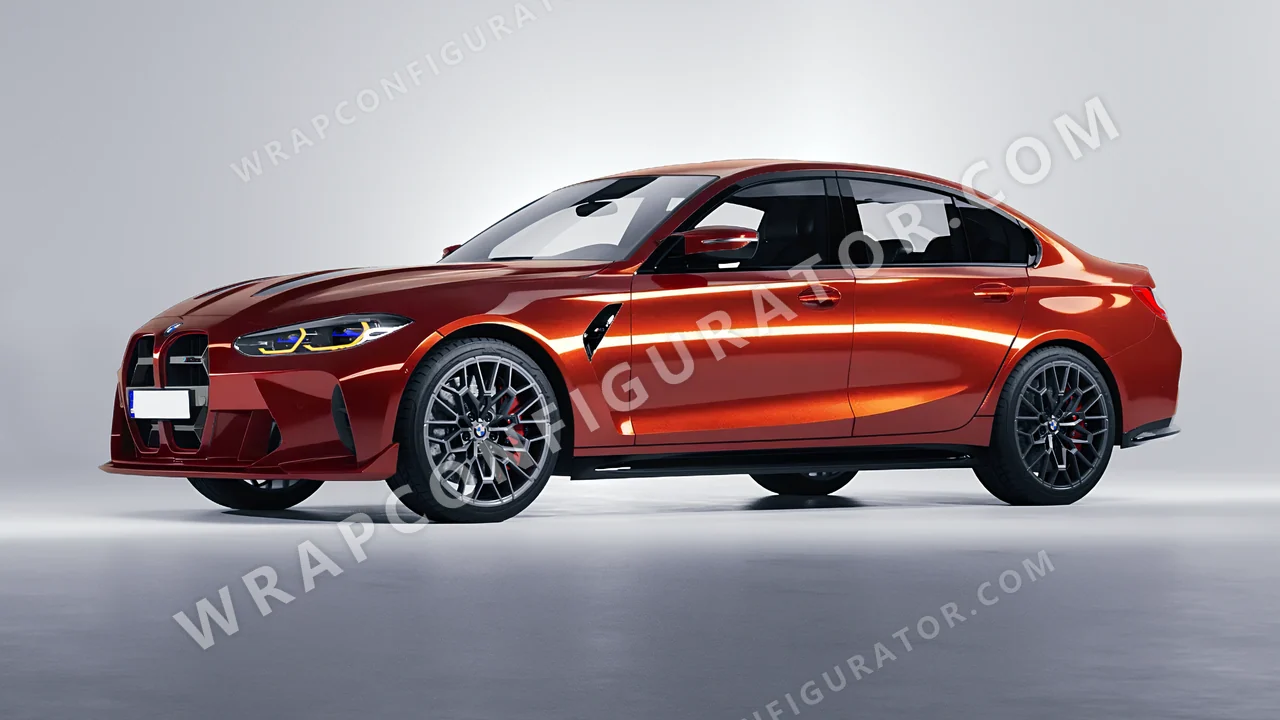 Red BMW M3 CS 2023 wrapped in Inozetek Dynamic PPF Dragons Blood Red DPPF711