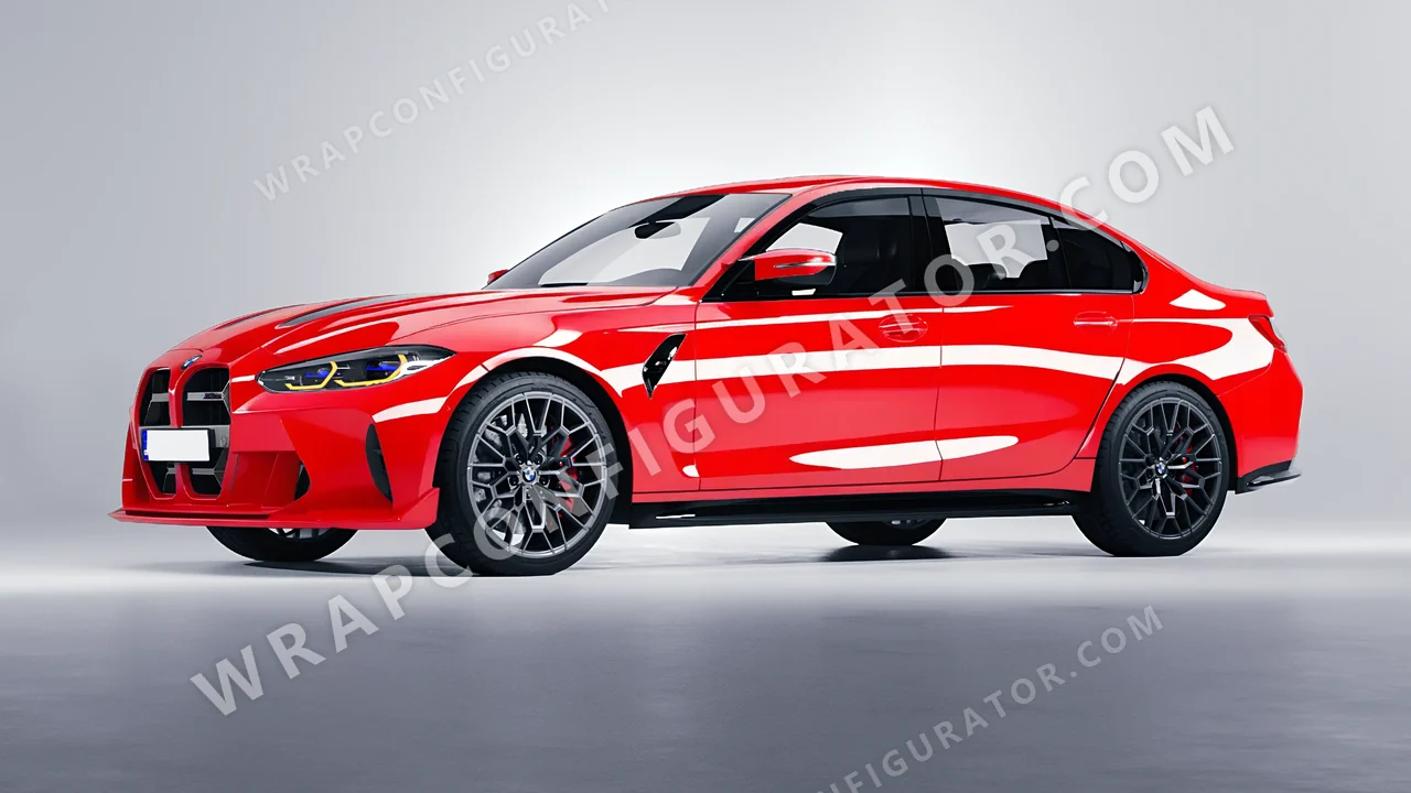 Red BMW M3 CS 2023 wrapped in Inozetek Dynamic PPF Italia Red DPPF917