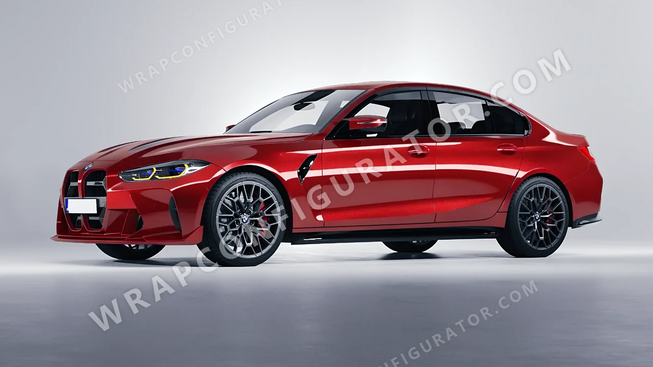 Red BMW M3 CS 2023 wrapped in KPMF Vengeance Red K75403
