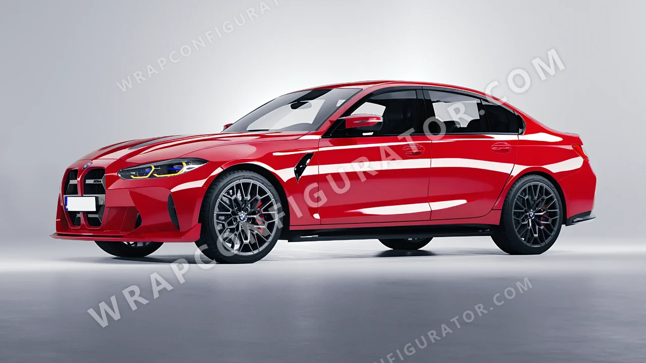 Red BMW M3 CS 2023 wrapped in ORACAL Cargo Red 970RA-882G