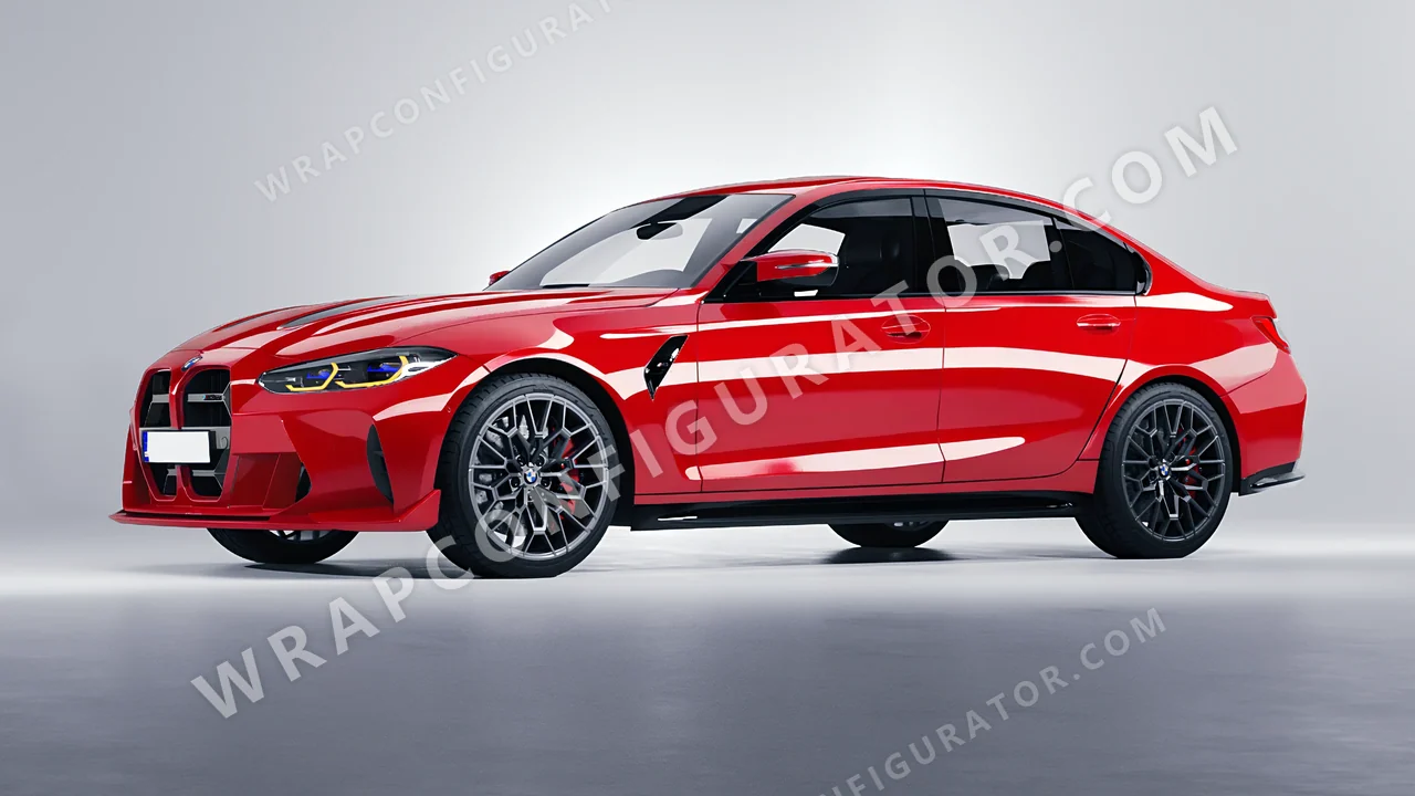 Red BMW M3 CS 2023 wrapped in ORACAL Chili Red 970RA-371G
