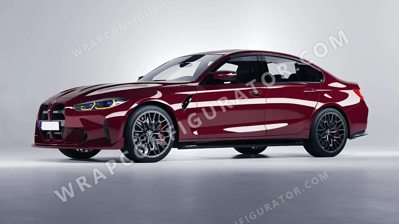 Red BMW M3 CS 2023 wrapped in ORACAL Purple Red 970RA-026G