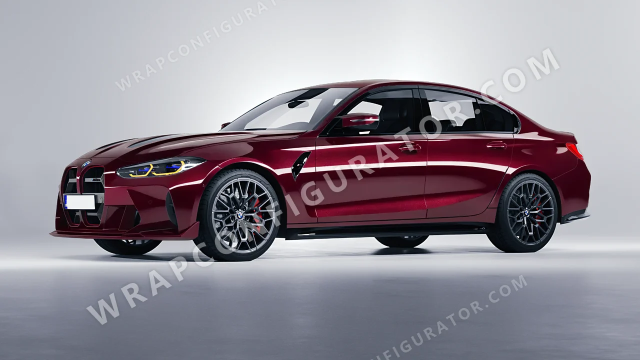 Red BMW M3 CS 2023 wrapped in ORACAL Red Brown 970RA-369G