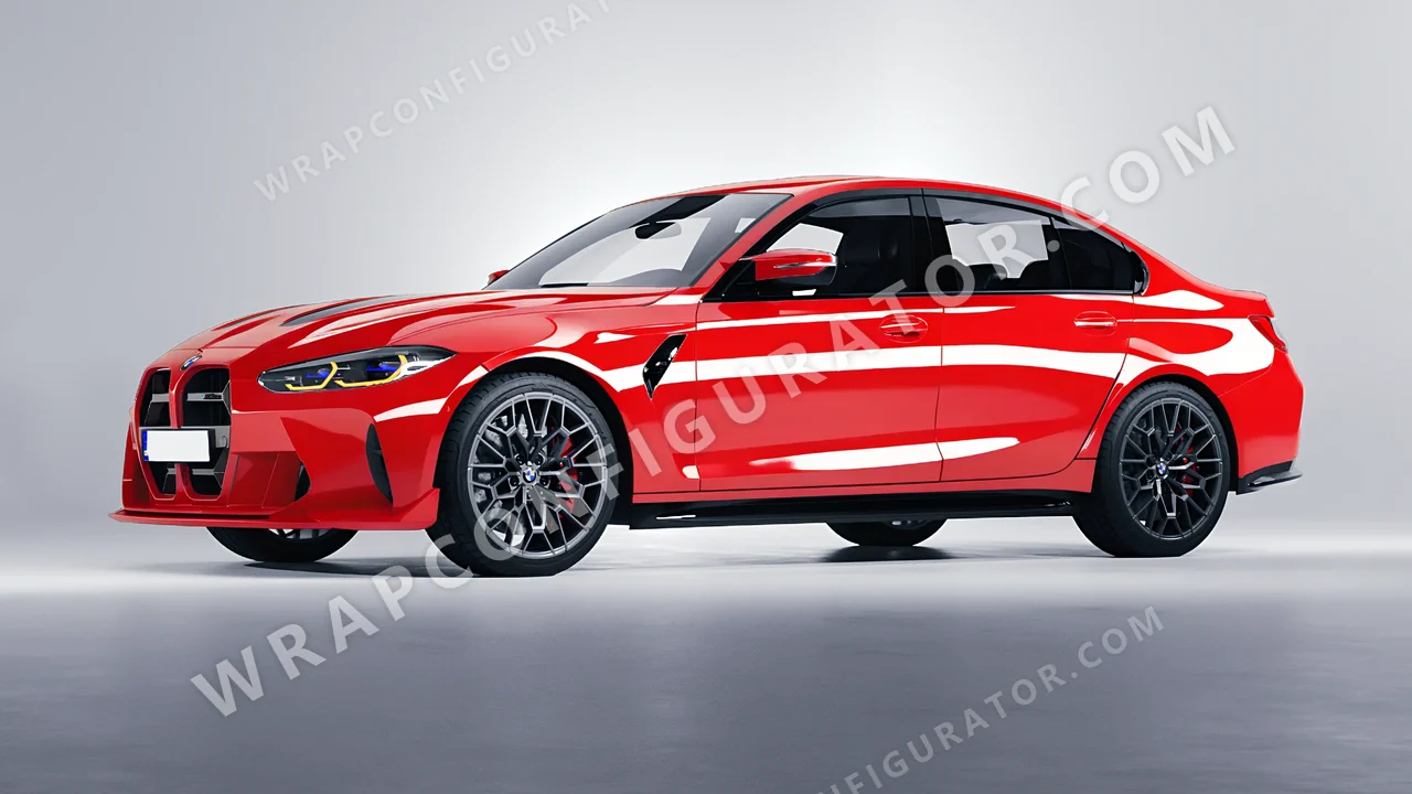 Red BMW M3 CS 2023 wrapped in ORACAL Rose Hip 970RA-897G