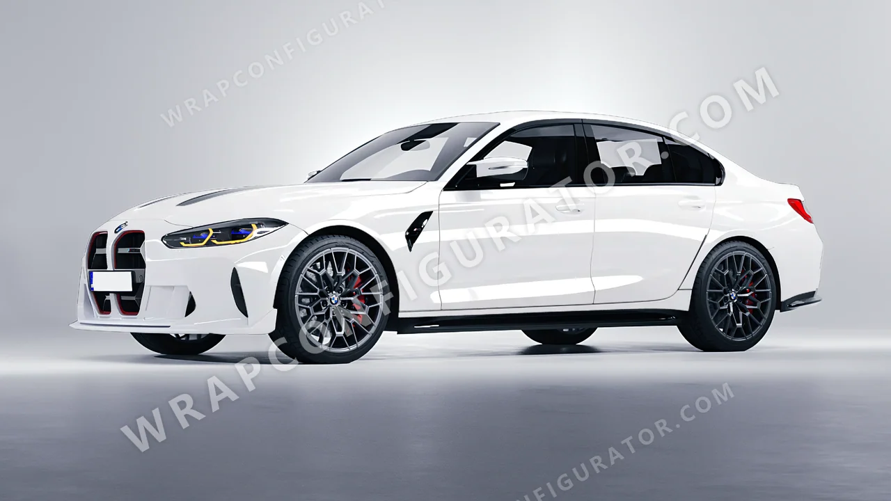 White BMW M3 CS 2023 wrapped in 3M Gloss White Aluminum G120