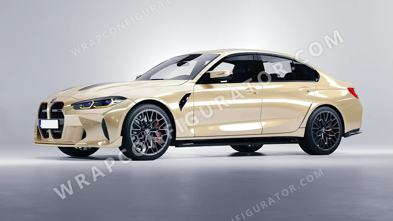 White BMW M3 CS 2023 wrapped in 3M Gloss White Gold Sparkle GP240