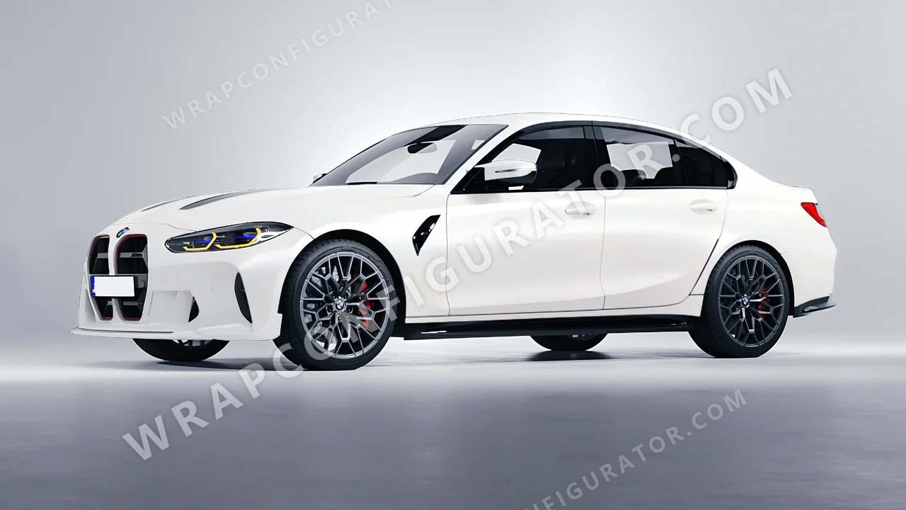 White BMW M3 CS 2023 wrapped in 3M Satin White S10