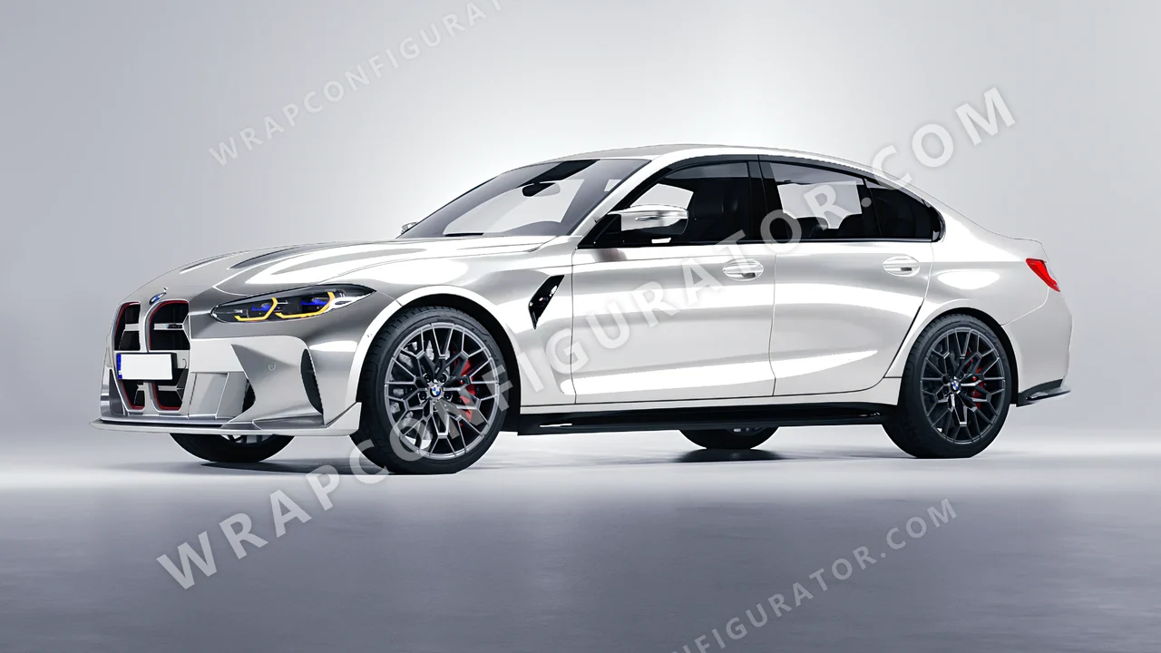 White BMW M3 CS 2023 wrapped in 3M White Aluminum HG120