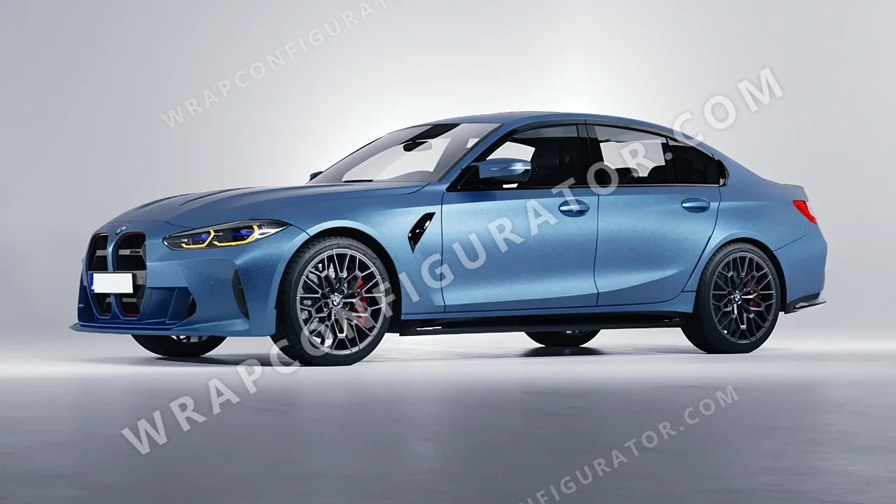 White BMW M3 CS 2023 wrapped in Avery Dennison Frosty Blue SW900-643-M