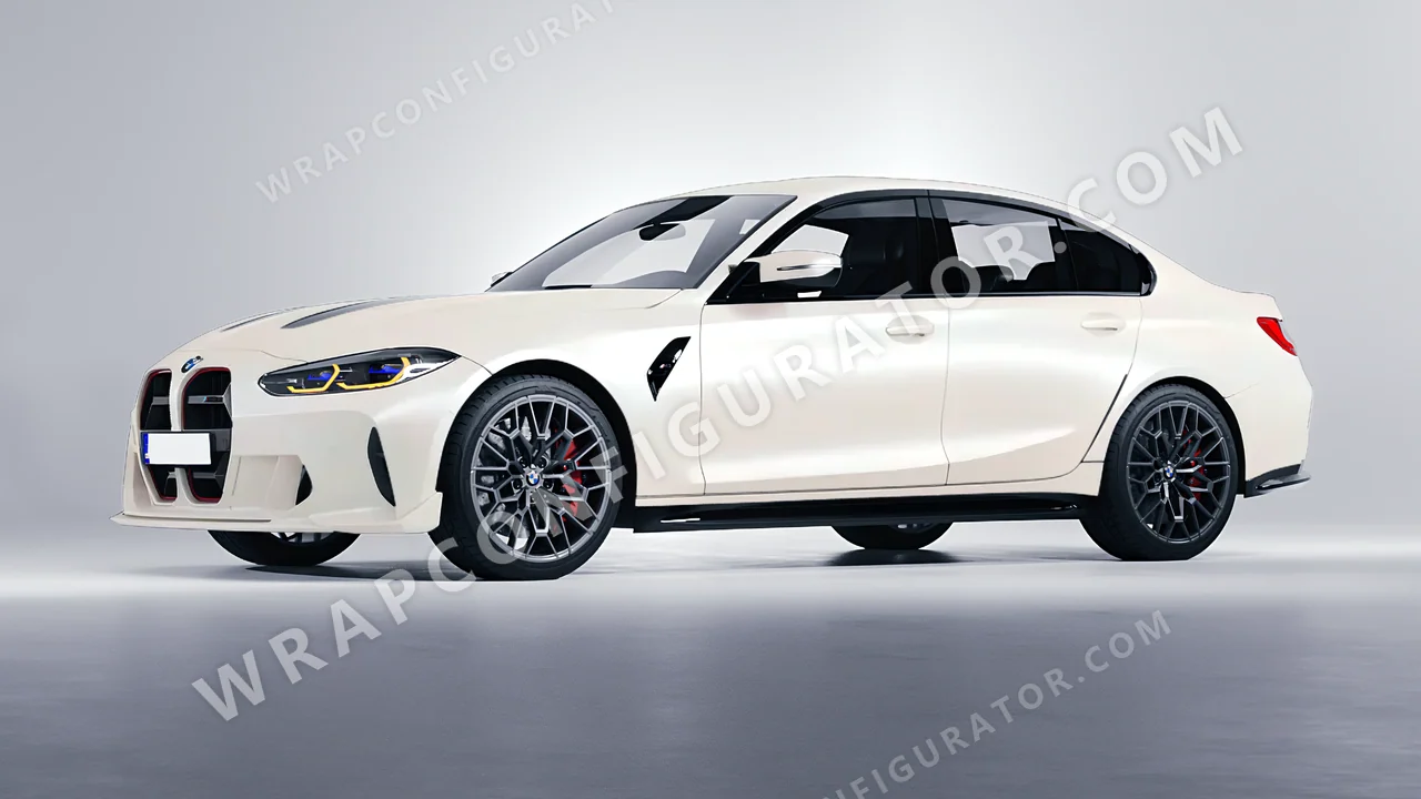 White BMW M3 CS 2023 wrapped in Avery Dennison Satin White Pearl SW900-117-S