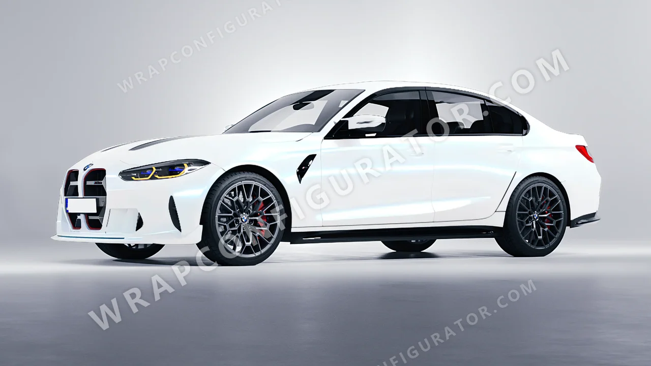 White BMW M3 CS 2023 wrapped in Colourshield PPF by HyperPro White/Blue SF007G-P