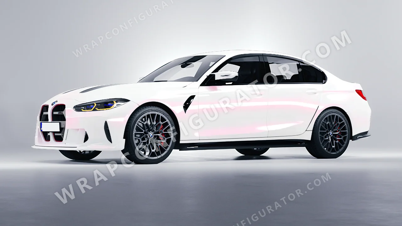 White BMW M3 CS 2023 wrapped in Colourshield PPF by HyperPro White/Pink SF001G-P
