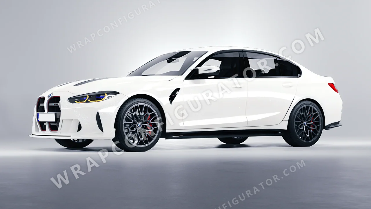 White BMW M3 CS 2023 wrapped in Inozetek Dynamic PPF Moon White DPPF903