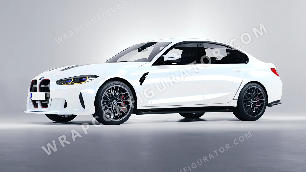 White BMW M3 CS 2023 wrapped in KPMF Blue White Pearlescent K75484