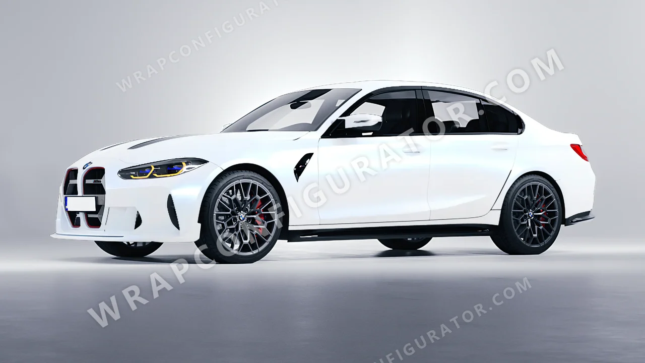 White BMW M3 CS 2023 wrapped in KPMF Matt Blue White Pearlescent K75584