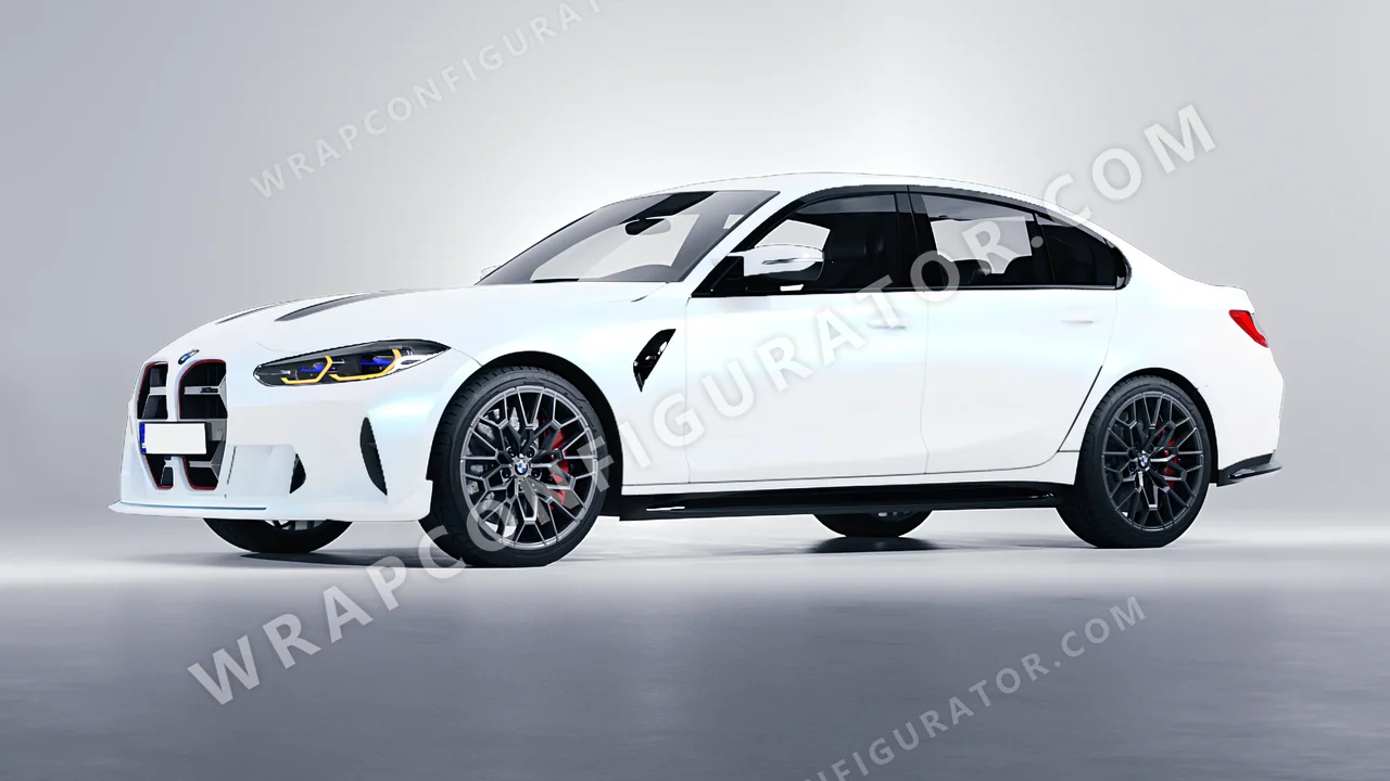 White BMW M3 CS 2023 wrapped in KPMF Matt Pacific Blue White Starlight K75576