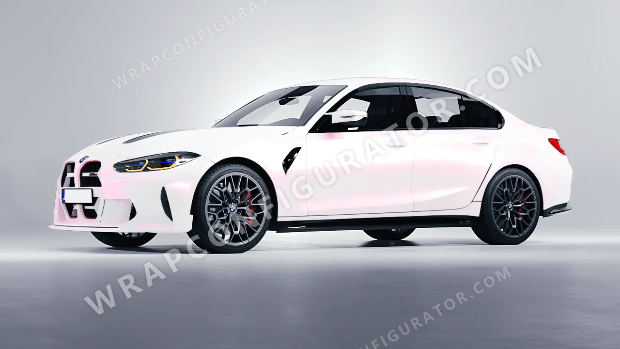 White BMW M3 CS 2023 wrapped in KPMF Matt Pink White Starlight K75574