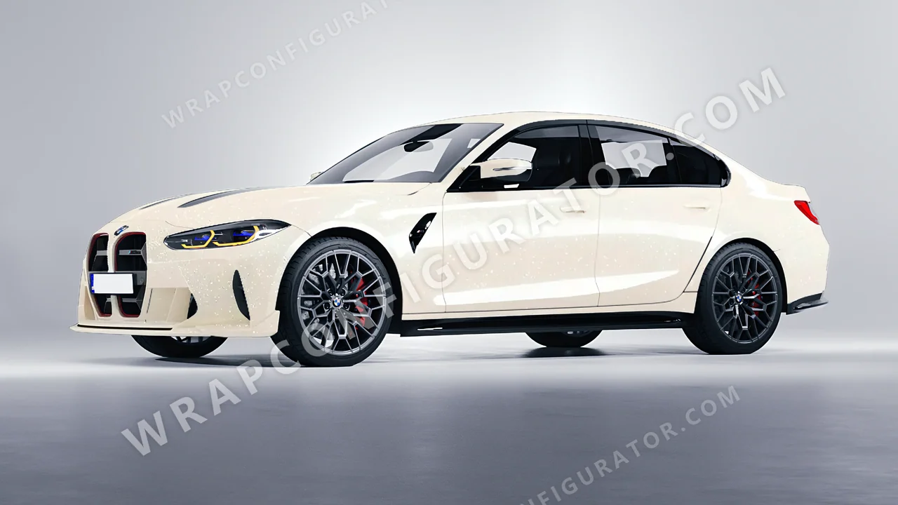 White BMW M3 CS 2023 wrapped in ORACAL Nacre 970RA-946G