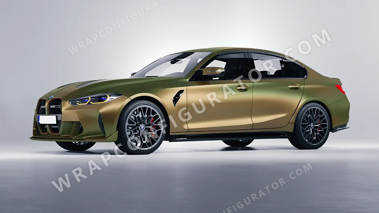 Yellow BMW M3 CS 2023 wrapped in 3M Golden Aurora SP264