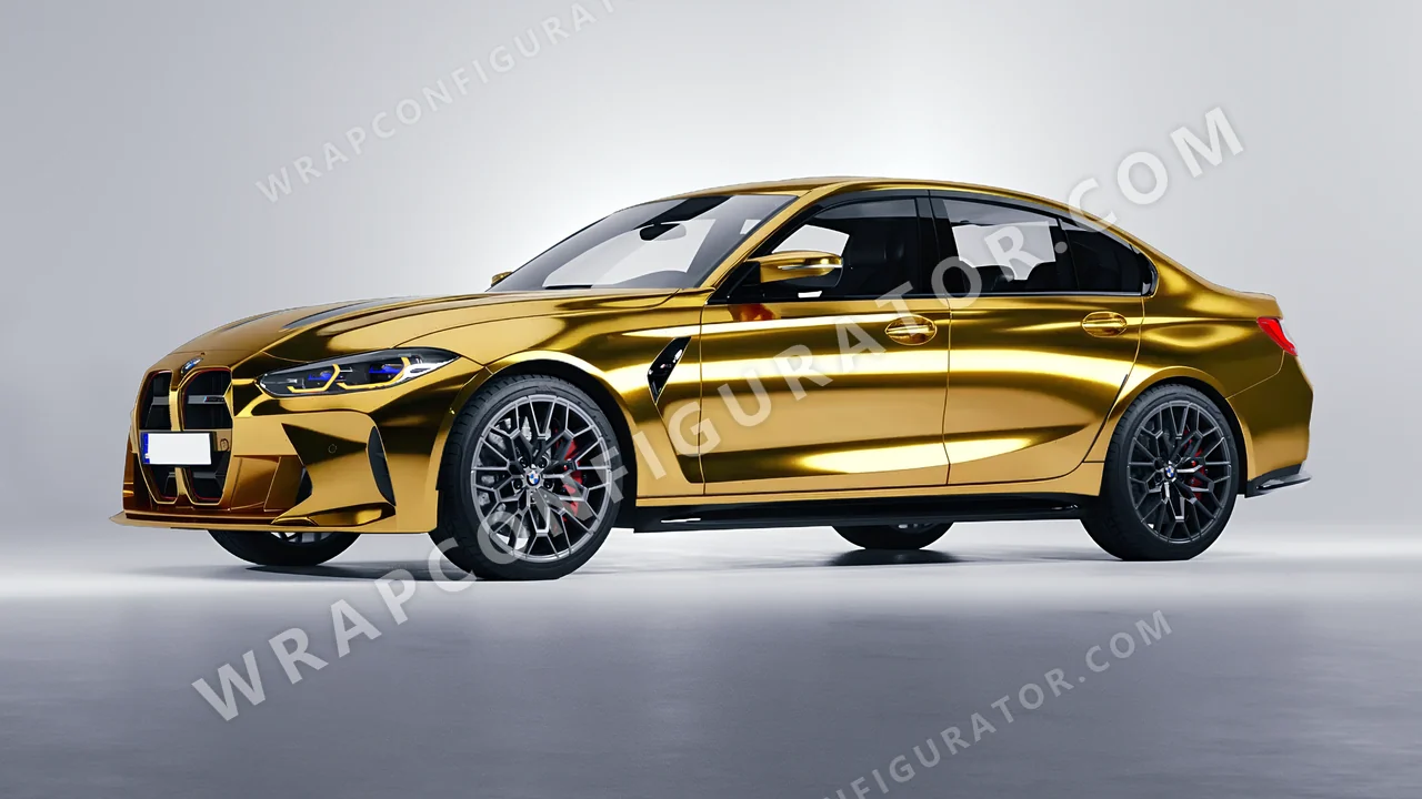 Yellow BMW M3 CS 2023 wrapped in Avery Dennison Gold SF100-604-S
