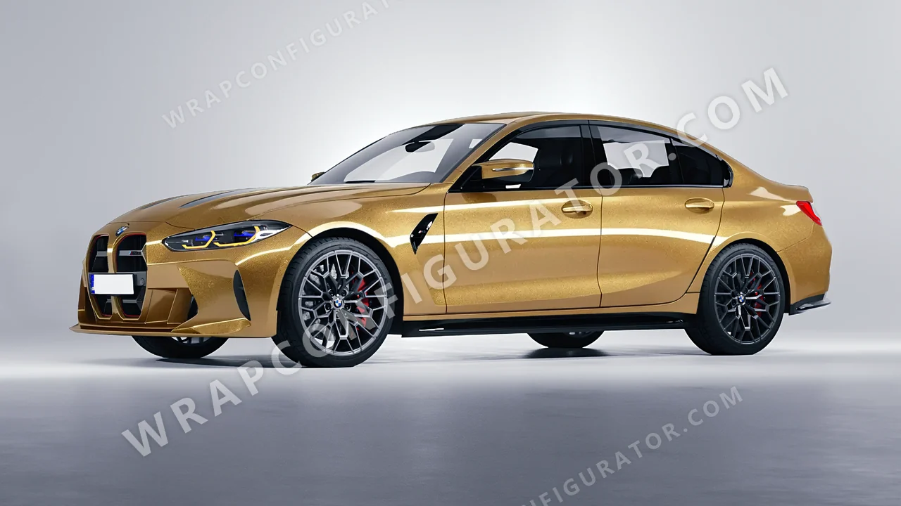 Yellow BMW M3 CS 2023 wrapped in Avery Dennison Gold SW900-215-M