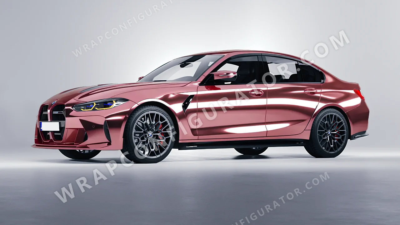 Yellow BMW M3 CS 2023 wrapped in Avery Dennison Rose Gold SF100-211-S