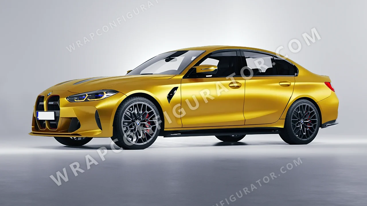 Yellow BMW M3 CS 2023 wrapped in Avery Dennison Satin Energetic Yellow SW900-261-S