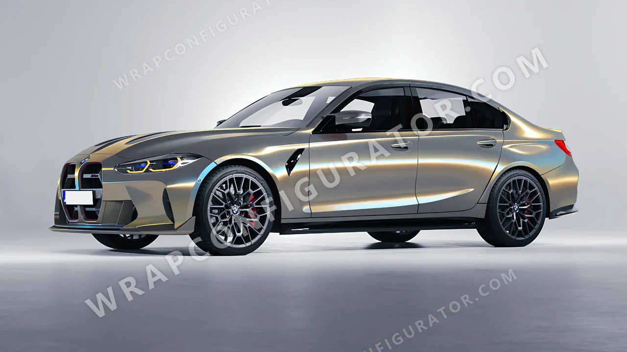 Yellow BMW M3 CS 2023 wrapped in Colourshield PPF by HyperPro Blue/Gold CGM17-P