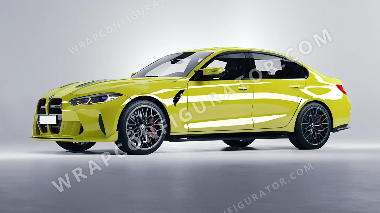 Yellow BMW M3 CS 2023 wrapped in Colourshield PPF by HyperPro Fluorescein Yellow HGF67-P