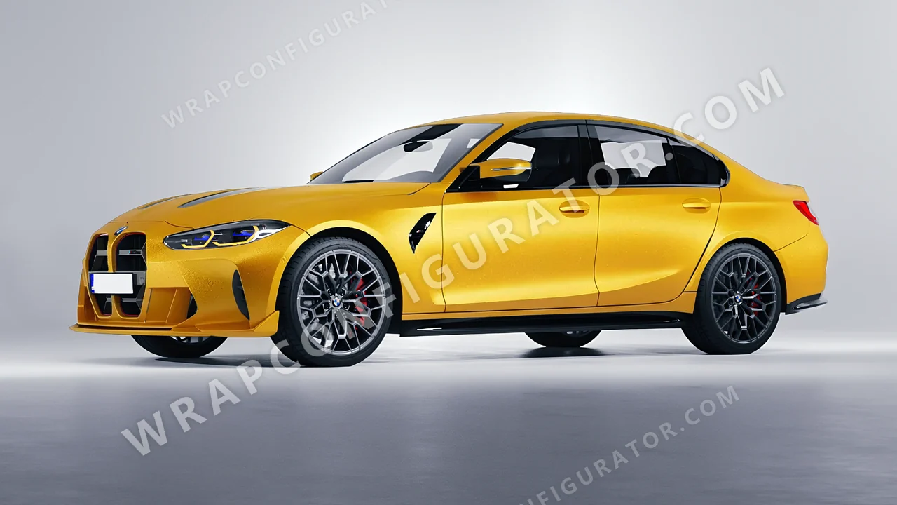 Yellow BMW M3 CS 2023 wrapped in KPMF Matt Sonic Yellow K75538