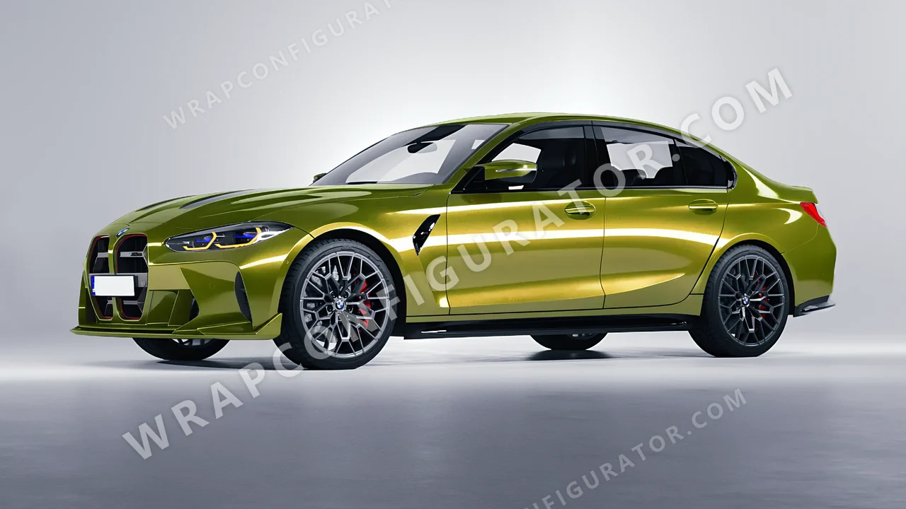 Yellow BMW M3 CS 2023 wrapped in KPMF Solar Flash K75409