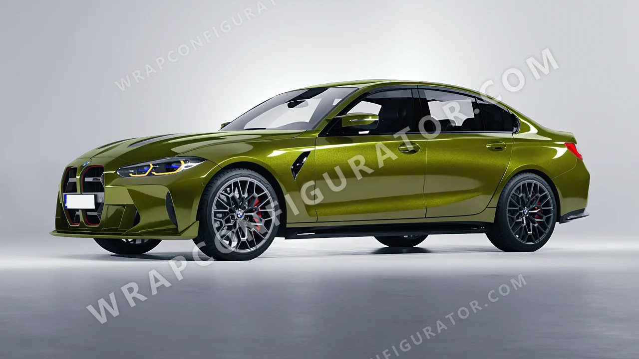 Yellow BMW M3 CS 2023 wrapped in KPMF Verde Solaris K75439