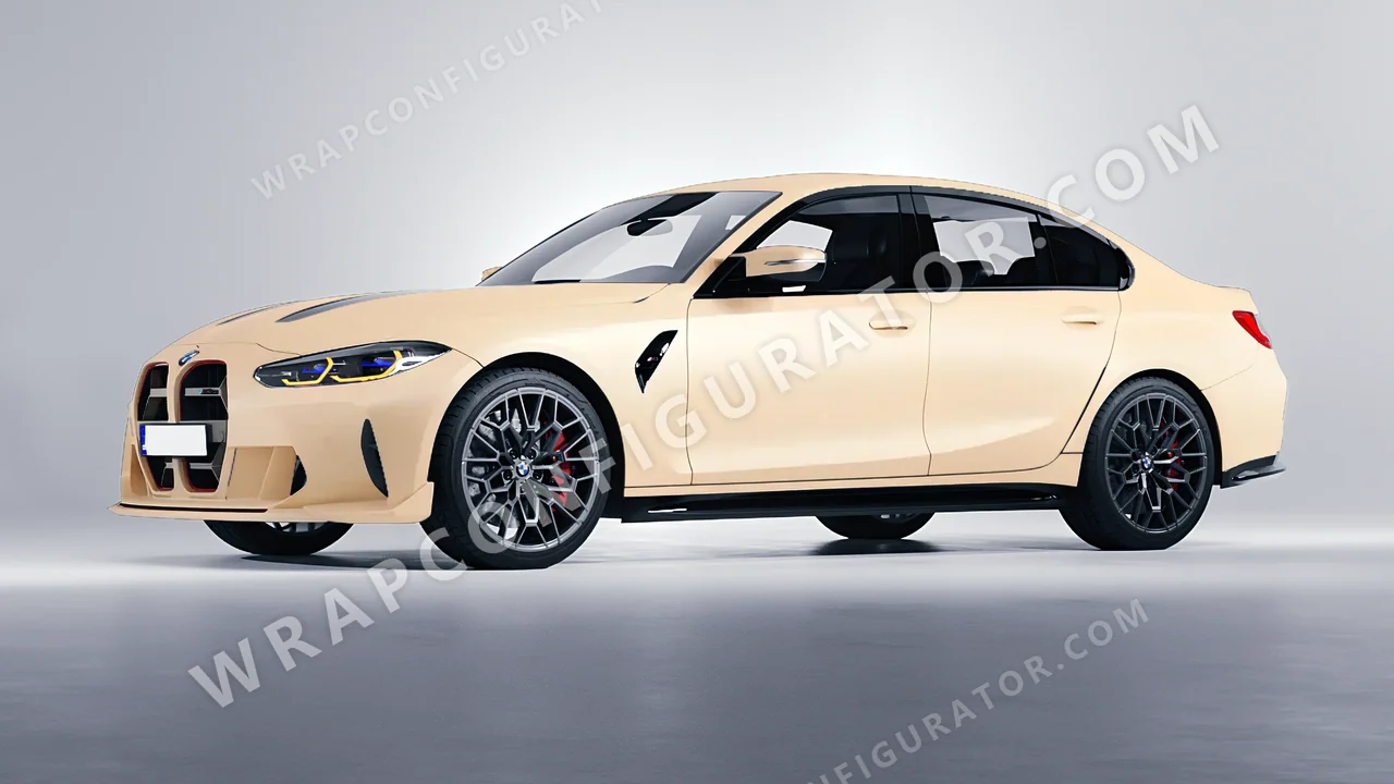 Yellow BMW M3 CS 2023 wrapped in ORACAL Champagne Myst 970RA-996M