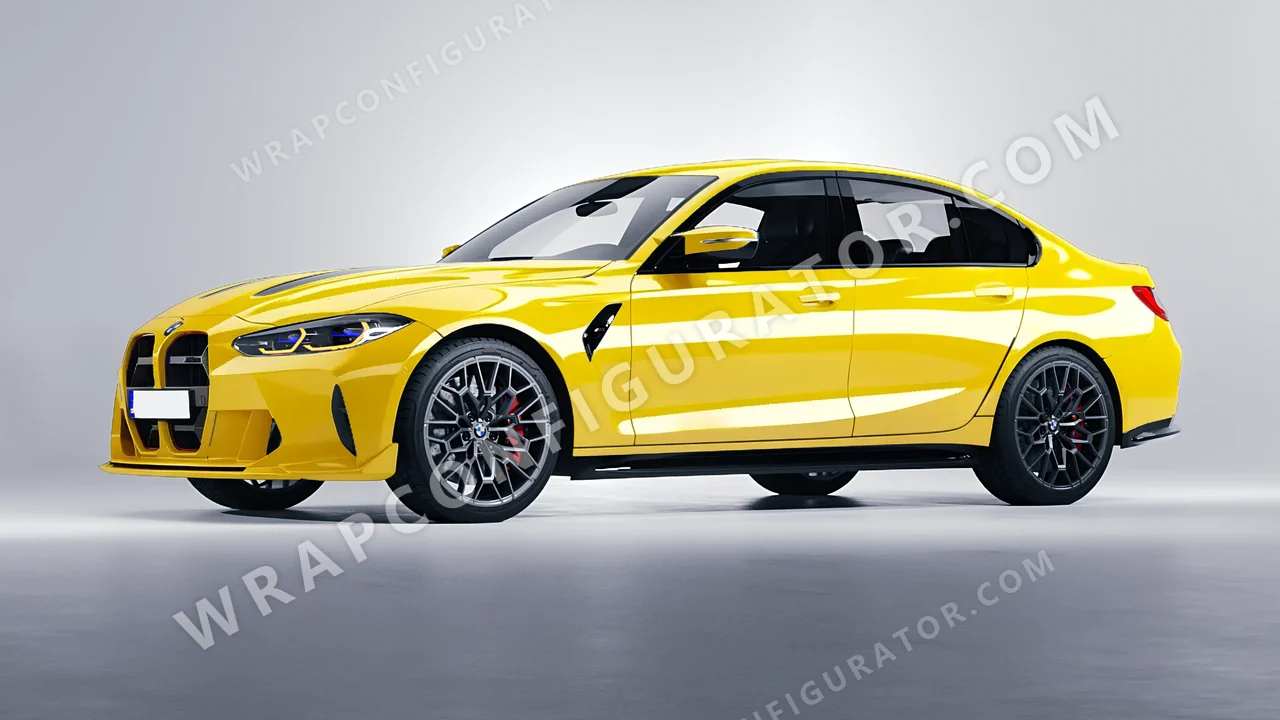 Yellow BMW M3 CS 2023 wrapped in ORACAL Crocus Yellow 970RA-201G