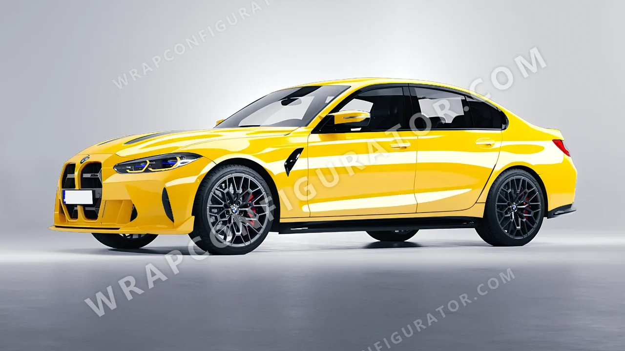Yellow BMW M3 CS 2023 wrapped in ORACAL Light Yellow 970RA-022G