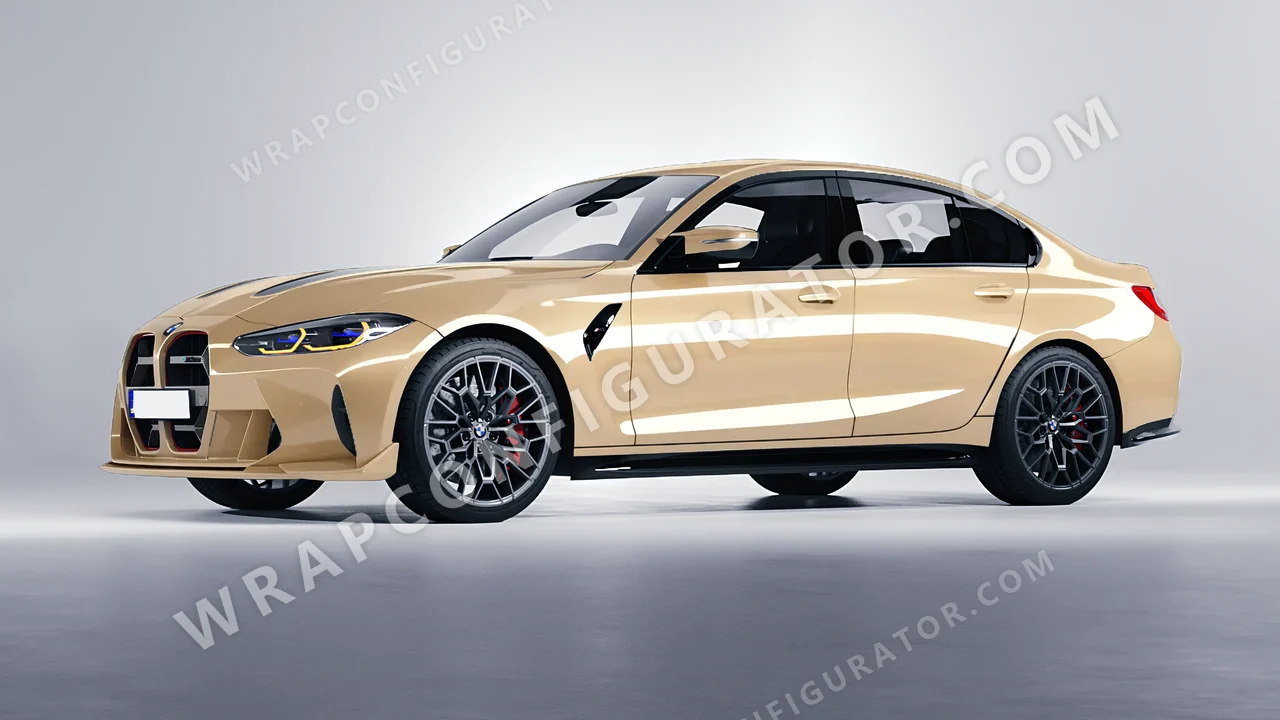 Yellow BMW M3 CS 2023 wrapped in ORACAL Pyrite 970RA-926G