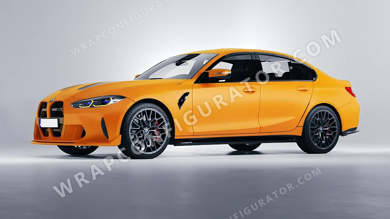 Yellow BMW M3 CS 2023 wrapped in ORACAL Safron Yellow 970RA-223M