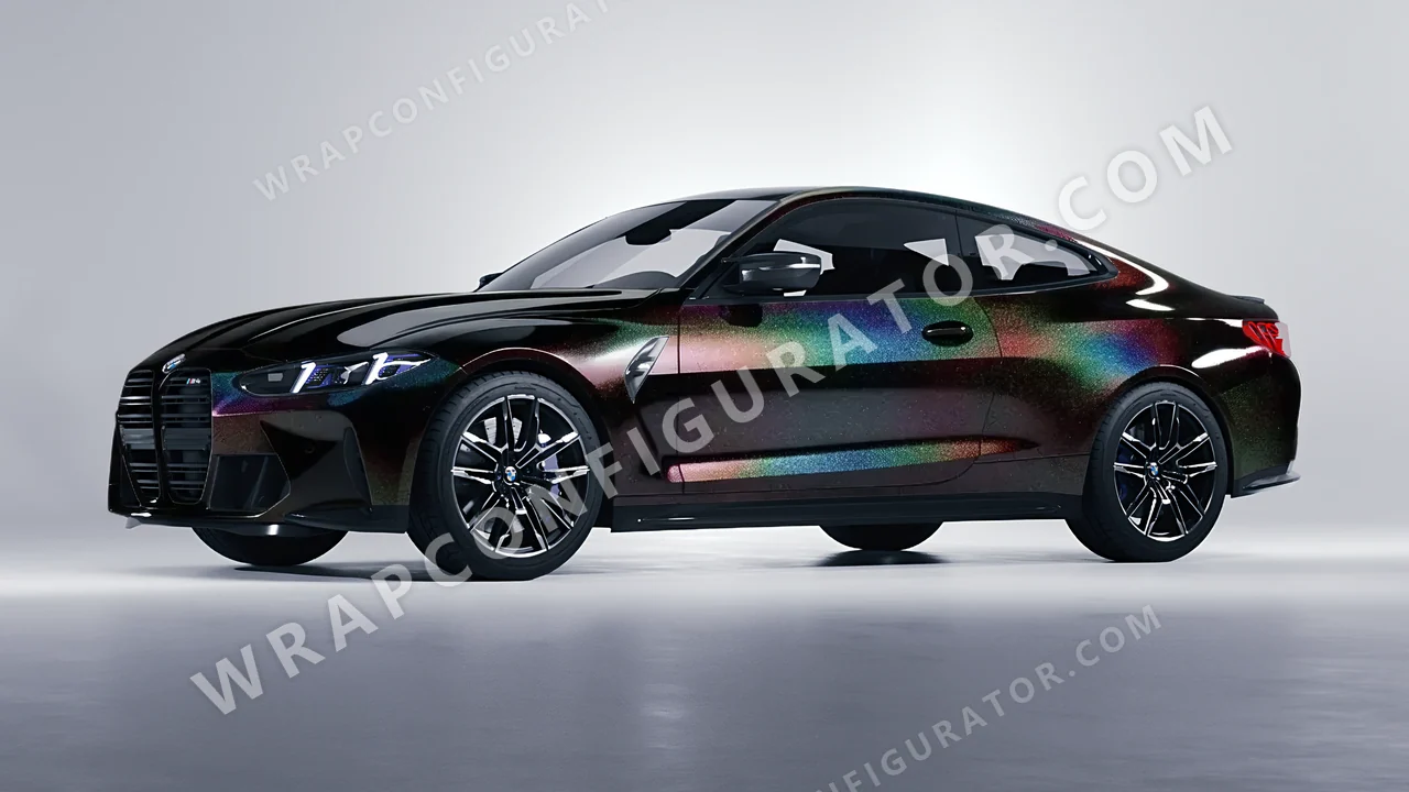 Black BMW M4 Coupe 2024 wrapped in 3M Black Psychedelic HGP221