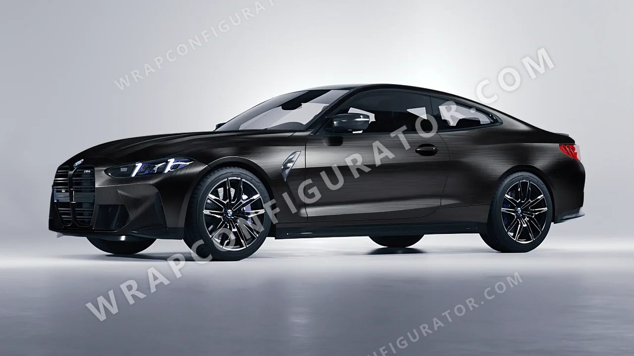 Black BMW M4 Coupe 2024 wrapped in 3M Brushed Black Metallic BR212