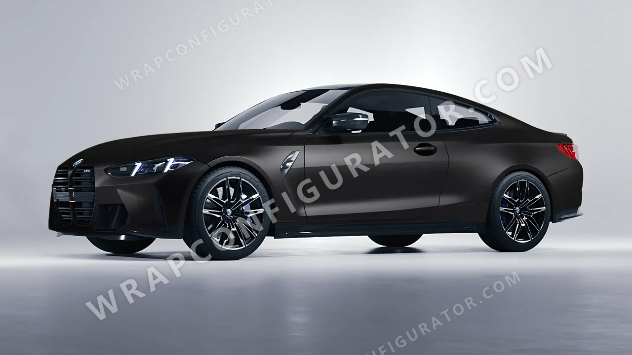 Black BMW M4 Coupe 2024 wrapped in 3M Dead Matte Black DM12