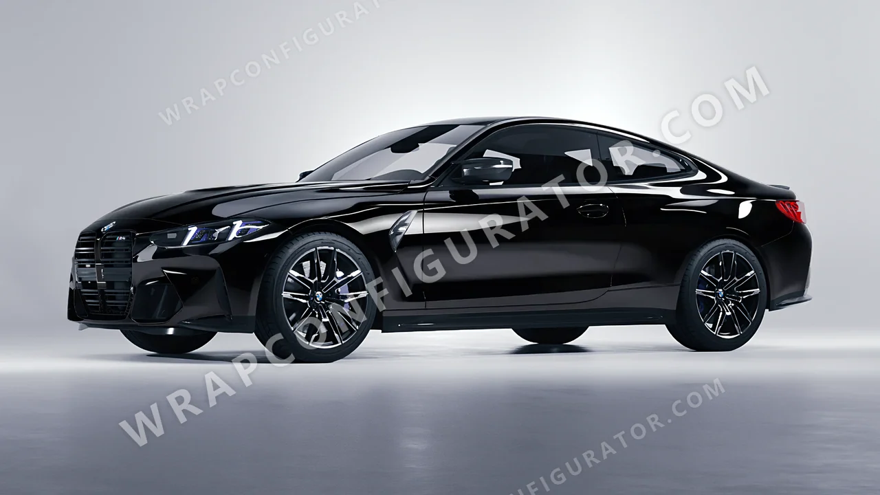 Black BMW M4 Coupe 2024 wrapped in 3M Gloss Black G12